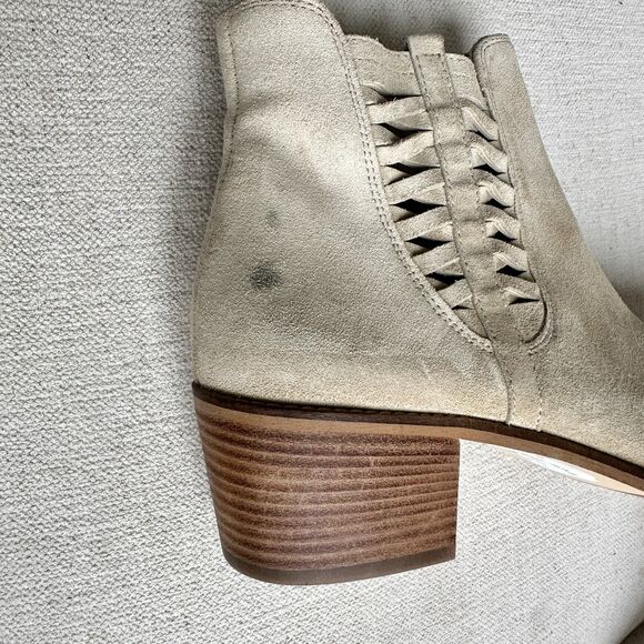 Paul Green Designer Suede Ankle Booties Beige Women's Size US 10 New $520 - Picture 6 of 11